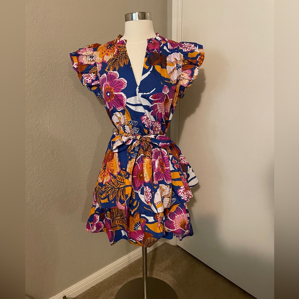 🥳 FINAL OFFER 🥳Sugarlips Floral Midi Dress in Blue, Pink & Orange